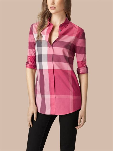 camicia donna motivo check rosa burberry|Camicie Burberry da donna .